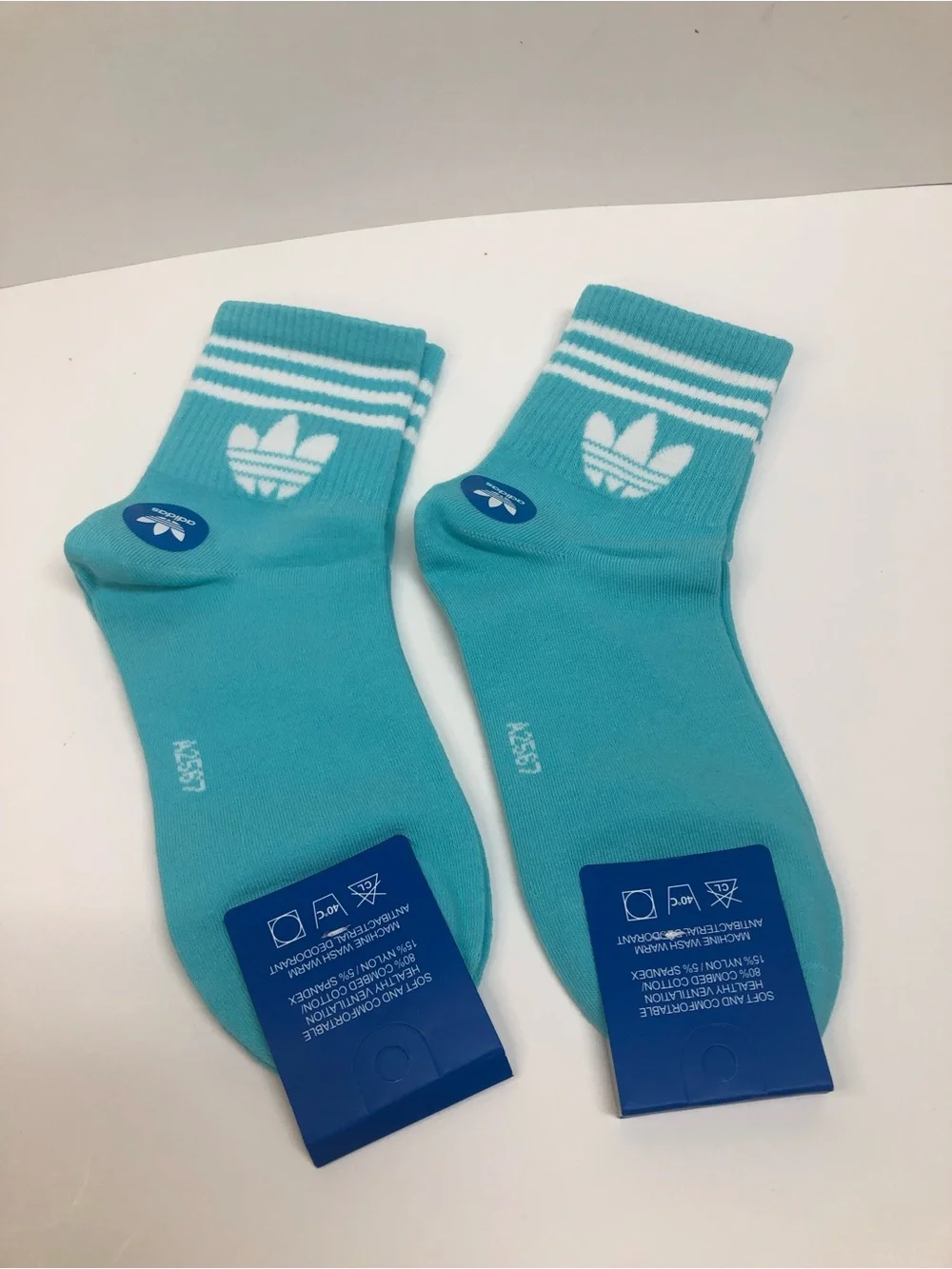 Adidas Aqua Crew Socks with White  Stripes Unisex